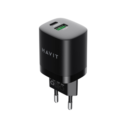 Зарядний пристрій мережевий USB/Type-C 30W чорний Havit HV-UC30 Black