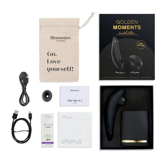 Преміальний подарунковий набір Golden Moments: Womanizer Premium та We-Vibe Chorus Black sexstyle | Зображення 4