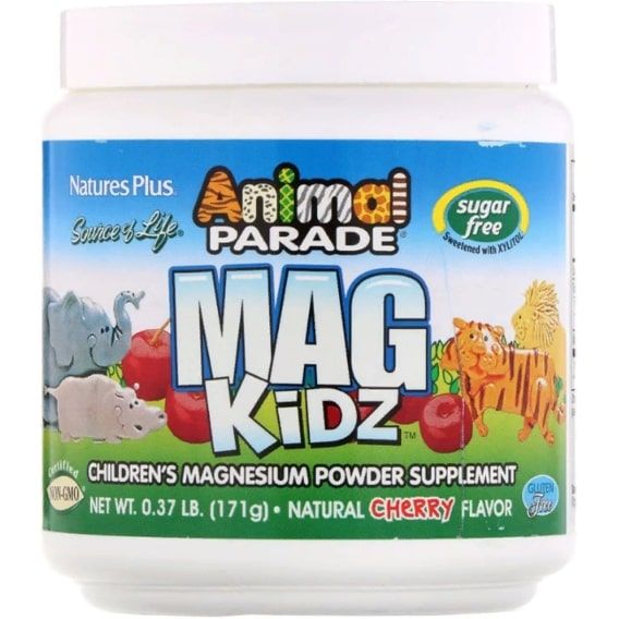 Мікроелемент Магній Nature's Plus Animal Parade, Mag Kidz, Children's Magnesium, 0.37 lb 171 g /45 servings/ Natural Cherry Flavor NAP-29943