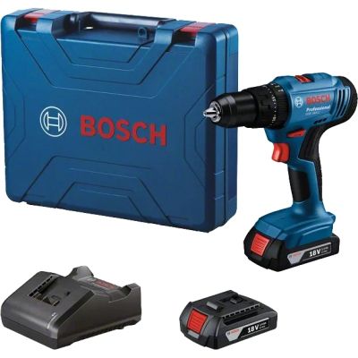 Шуруповерт Bosch GSB 183-LI 18V, 2х2Ah, 21-56 Нм, 374-1815 об/мин, кейс, 1.2 кг (0.601.9K9.100)