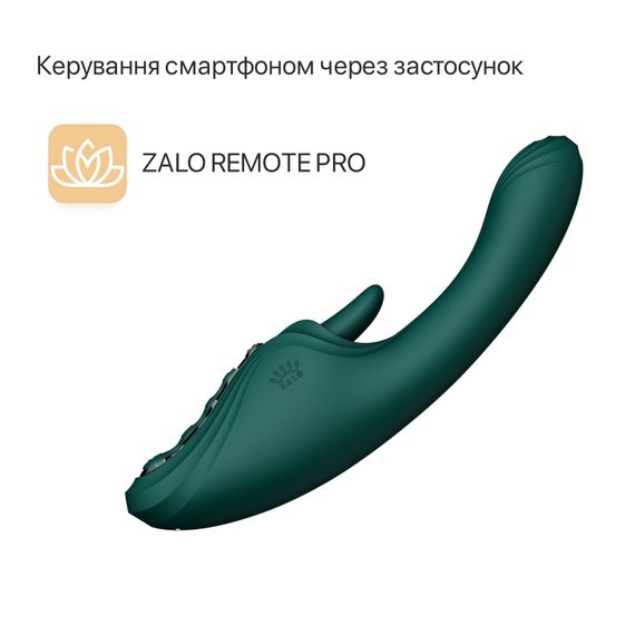 Смарт-вібратор Zalo Ares Turquoise Green, підігрів, 3 мотори, язичок для клітора, стимуляція точки G | Зображення 2