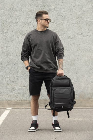 Рюкзак ручна поклажа з розширенням Without Reflective Classic USB Black | Зображення 1