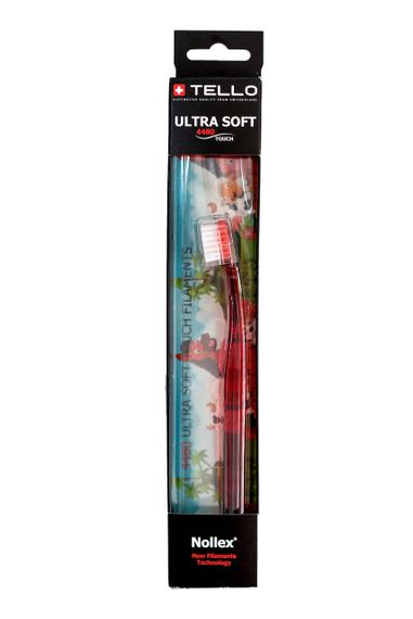 Дитяча зубна щітка Tello Junior 4480 Ultra Soft Black (від 5 до 10 років), червона