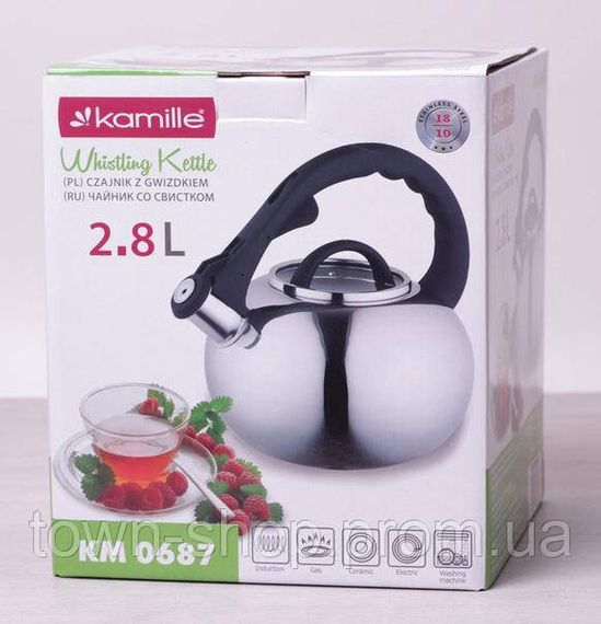 Чайник Kamille Whistling Kettle 2.8л со свистком и стеклянной крышкой KM-0687 | Зображення 3