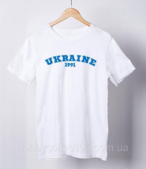 Футболка жіноча із патріотичним принтом "UKRAINE 1991" біла