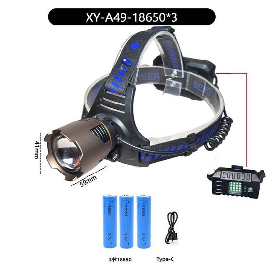 Фонарь налобный A49-TG 3x18650 | Зображення 2