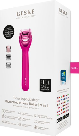 Електронний ролер для обличчя з мікроголками GESKE MicroNeedle Face Roller 9в1 magenta | Зображення 7