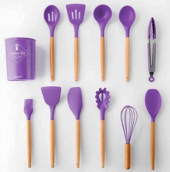 Набор кухонных предметов Silicone kitchen utensils set 12 предметов Фиолетовый | Зображення 5