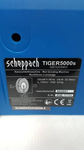 Верстат точильно-полірувальний Scheppach TiGer 5000s (150 Вт, 200х40 мм, 115 об/хв, 9.5 кг) | Зображення 1