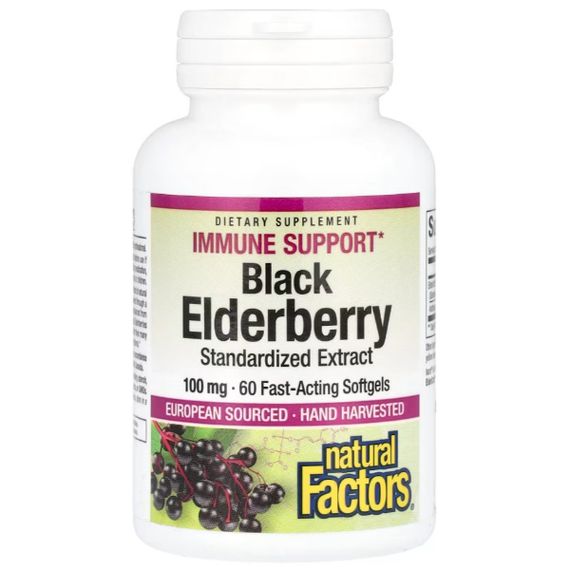 Бузина Natural Factors Black Elderberry 100 mg 60 Softgels
