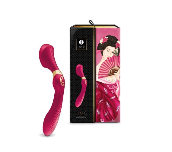 Вибромассажер Shunga Zoa Raspberry, двусторонний, Малиновый | Зображення 9
