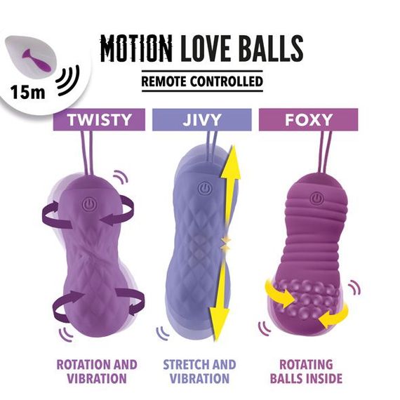 Вагінальні кульки з перлинним масажем FeelzToys Motion Love Balls Foxy з пультом ДК, 7 режимів | Зображення 2