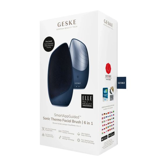 Електронна звукова термо щітка для обличчя GESKE Sonic Thermo Facial Brush 6в1 gray, Синій | Зображення 7