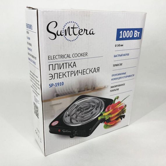Плита бытовая Suntera SP-1910 черная, Электроплита бытовая электрическая, OJ-781 Комфорка электрическая | Зображення 1