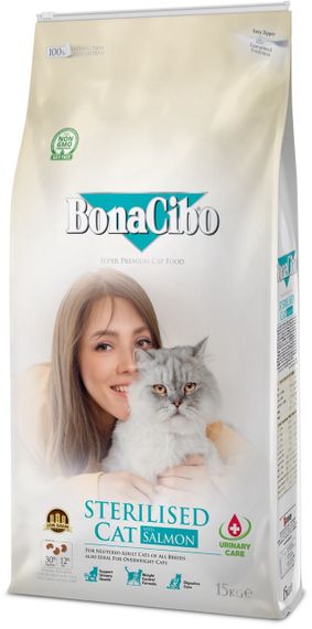 Сухой корм с лососем для стерилизованных котов BonaCibo Adult Cat Sterilised Salmon, 15 кг | Зображення 2