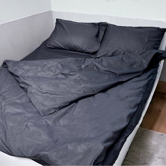 Комплект постельного белья Monoton Dark Grey SoundSleep бязь полуторный | Зображення 2