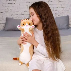 М'яка плюшева іграшка Довгий Кіт Батон котейка-подушка 50 см. PB-711 Колір: коричневий