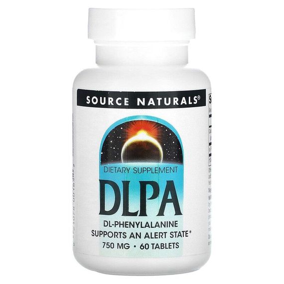 Фенілаланін Source Naturals DLPA 750 mg 60 Tabs