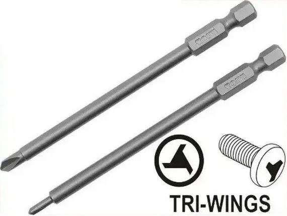 Насадка отвертки бита TRI-WING 1/4 № 2/4х100 мм 2шт YATO YT-0497