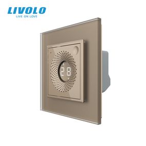 Розумний датчик температури та вологості ZigBee (термометр-гігрометр) LIVOLO золотий, матова скляна