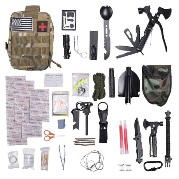 Туристический набор инструментов для выживания 21х15х12 см походный набор с аптечкой и лопатой Lugi HP-D-5