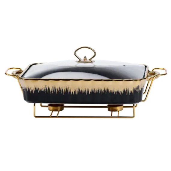 Марміт порцелянаовий прямокутний на 2 літри 40*23*11 см чорний HP1048