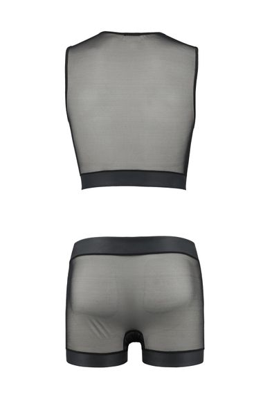 Комплект прозорі жилет та шортики Passion 053 SET WILLIAM, Чорний, 2XL, 3XL, 2XL/3XL, Великі розміри | Зображення 3