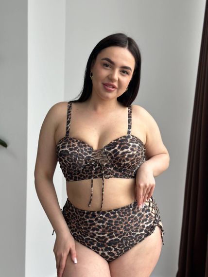 Леопардовий купальник PLUS SIZE з поролоновою чашкою | Зображення 9