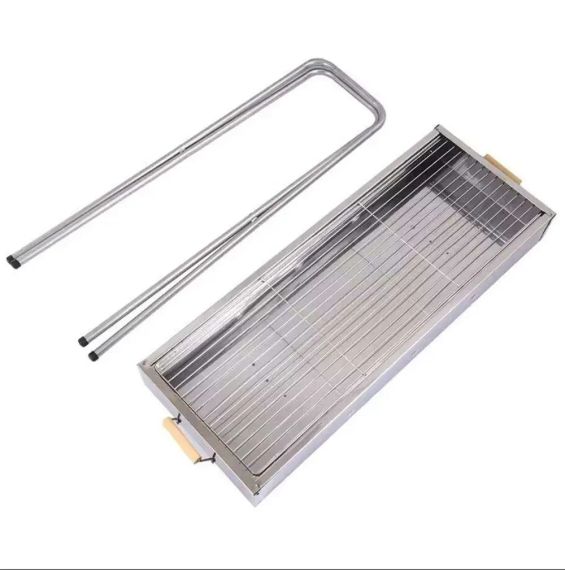 Переносний мангал із решіткою 80х78х30 см, BARBECUE TRAY 770SS, Сріблястий / Барбекшниця / Розкладний мангал барбекю | Зображення 8