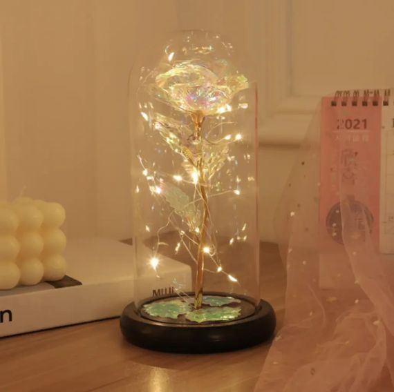 Троянда в колбі з LED підсвічуванням, Галактична троянда в скляній колбі   знижка | Зображення 6