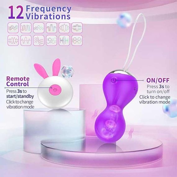 Вагінальні кульки Кегеля з вібрацією 12 режимів Фіолетовий | Зображення 1