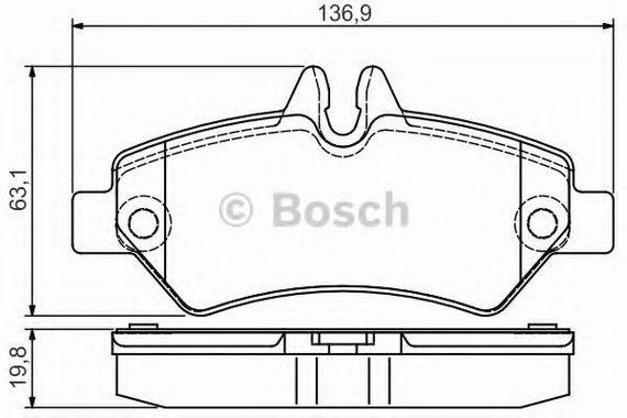 Колодка гальм. диск. MB SPRINTER задн. (вир-во Bosch) BOSCH 0986495100 на MERCEDES-BENZ SPRINTER 3,5-t автобус (906)