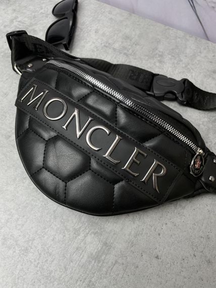 Бананка шкіряна Moncler чорна | Зображення 5
