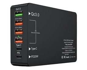 Зарядное устройство WLX-518 1xUSB QC3.0 / 3xUSB / 1xType-C /1xPD Type-C / 65W (Max)