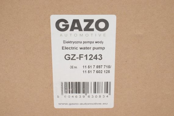 Помпа води BMW 1 F20 21 5 F10 2.0i N20B20A 10- електр.  GZ-F1243 | Зображення 4