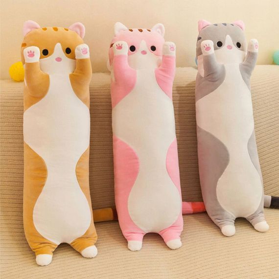 Мягкая игрушка-подушка Кот Батон 70 см, Серая / Детская плюшевая игрушка Кот обнимашка | Зображення 1