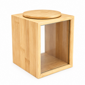 Банка бамбукова Bamboo M GK-5876 для зберігання сипучих продуктів зі скляними стінками 2 л Прозорий