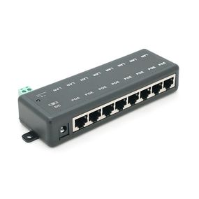 8-портовий POE-інжектор живлення, з 8xRJ45 портами Ethernet 10/100Мбіт / с, IEEE802.3af / at, 12-57V, PIN45 + / 78-
