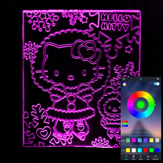 Акриловий світильник-нічник керування з телефона Хелоу Кіті зимова tty-n001268