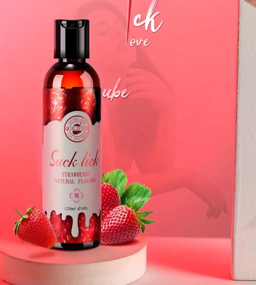 Оральний лубрикант Suck Lick з ароматом та смаком полуниці 120 ml | Зображення 2