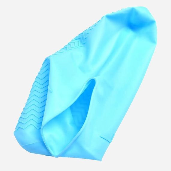 Багаторазові бахіли-чохли L (41-45 розмір) для взуття силіконові від води та бруду. Колір: блакитний NO-22 | Зображення 4