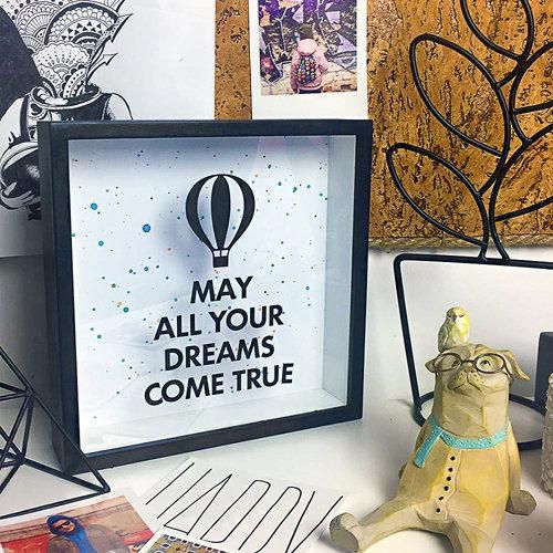 Копилка деревянная для денег May all your dreams come true 22x22x5 см (KOP_18D006)