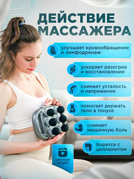 Професійний високочастотний перкусійний масажер для релаксації тіла на 6 головок | Зображення 5