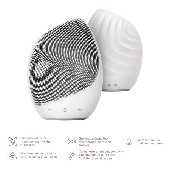 Электронная ультразвуковая щетка для лица GESKE Sonic Facial Brush 5в1 gray, Белый | Зображення 1