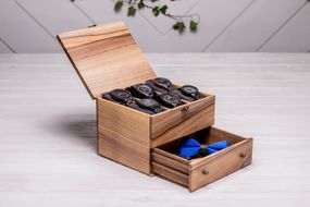Органайзер для часов с деревянной крышкой с ящиком