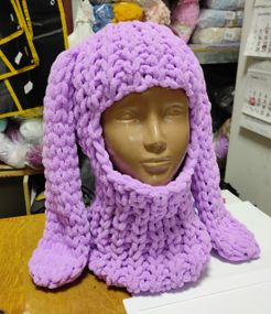 Балаклава колір 378 плюшева з вушками зайчика