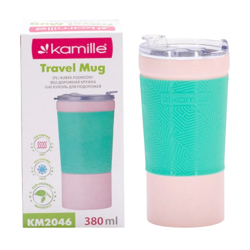Термокружка 380мл з нержавіючої сталі з TPR вставкою KAMILLЕ 2046 | Зображення 2