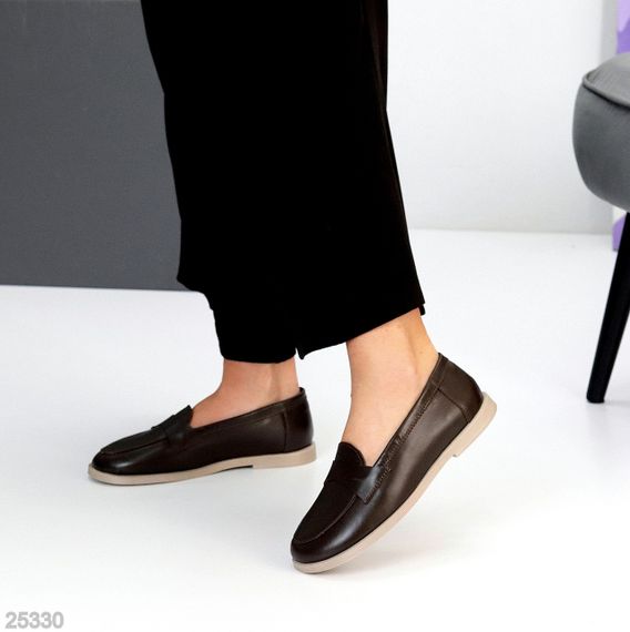 Класичні шкіряні лофери колір гіркий Шоколад виробництво Україна | Зображення 2