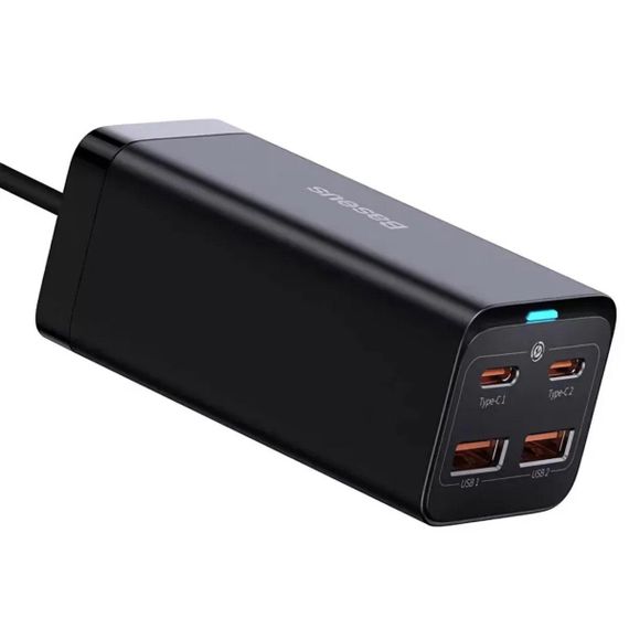 Мережевий зарядний пристрій Baseus GaN3 Pro Desktop Powerstrip AC+2U+2C 100W EU Black (With Mini White Cable | Зображення 2