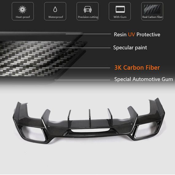 Дифузор заднього бампера (для 2015-2017, Карбон) для Mercedes AMG GT C190/R190 рр | Зображення 4
